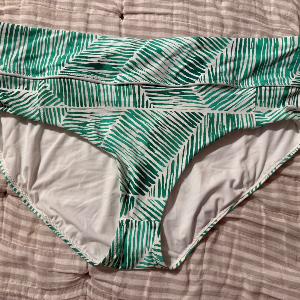 Calia Green Striped Bikini Bottom